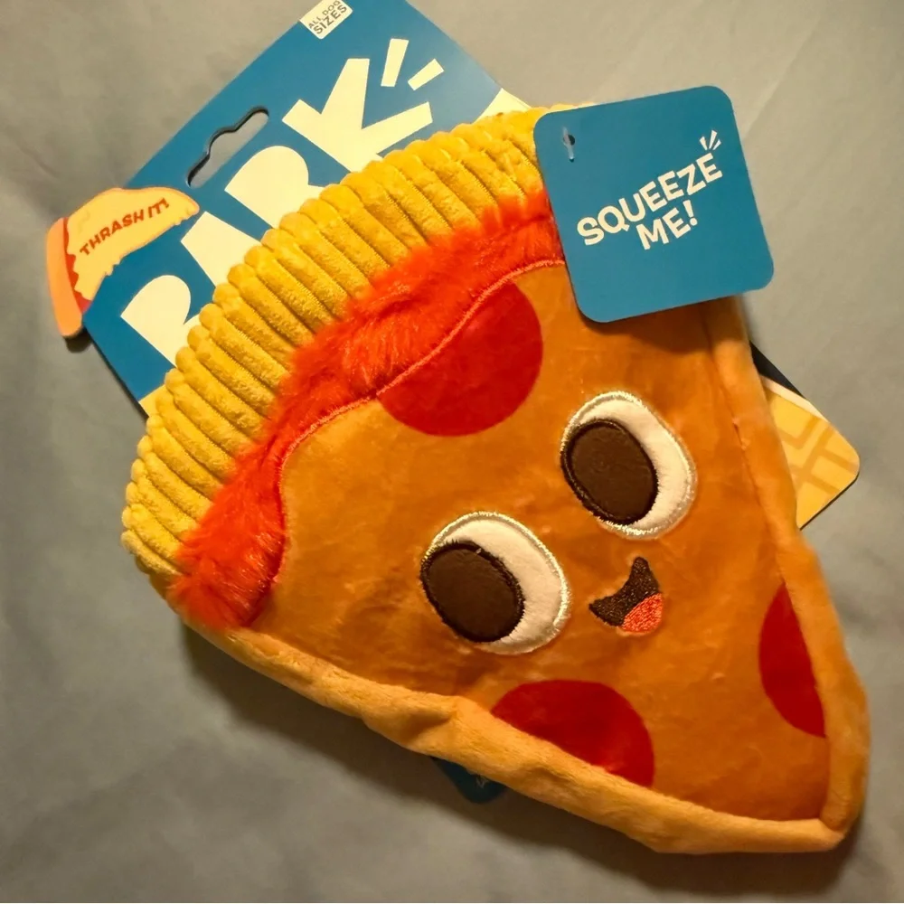 BARK Signore Pizza Face Plush Dog Toy, crinkle and squeak, multiple textures NEW